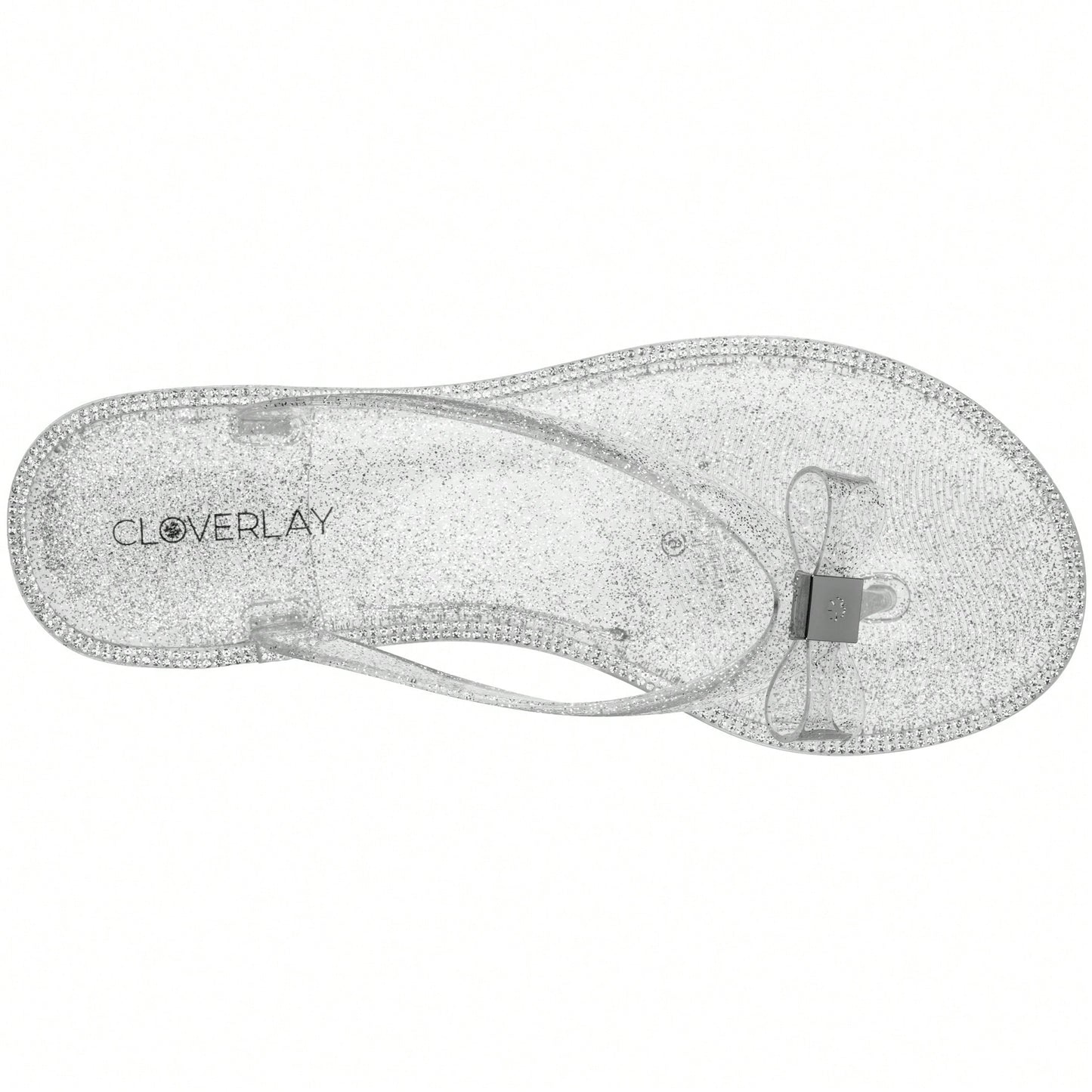 Women Bow Rhinestone Decor Flat Sandals Jelly Slide Sandals Fashionable Outdoor Plastic Flat Sandals Rhinestone Jelly Toe Post Flat Flip Flop Sandals