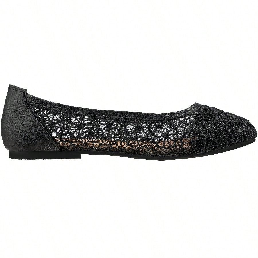 Women's Ballet Flats Cut Out Round Toe Slip On Floral Ballet Lace Flats Breathable Crochet Lace Ballet Flats