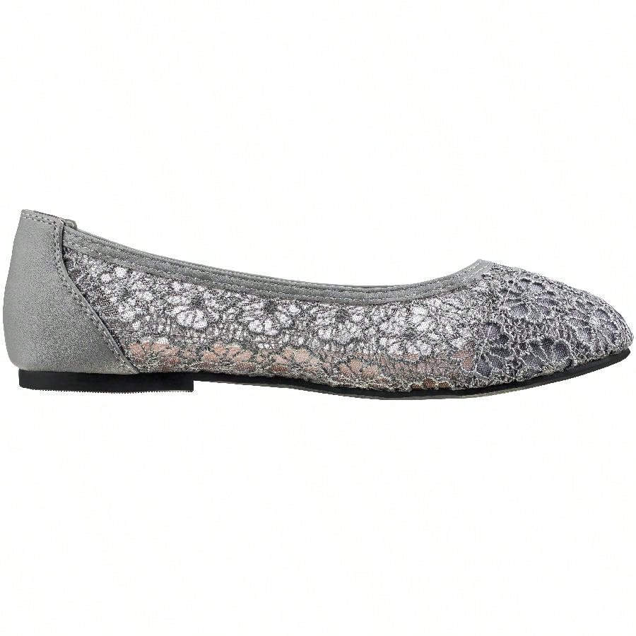 Women's Ballet Flats Cut Out Round Toe Slip On Floral Ballet Lace Flats Breathable Crochet Lace Ballet Flats