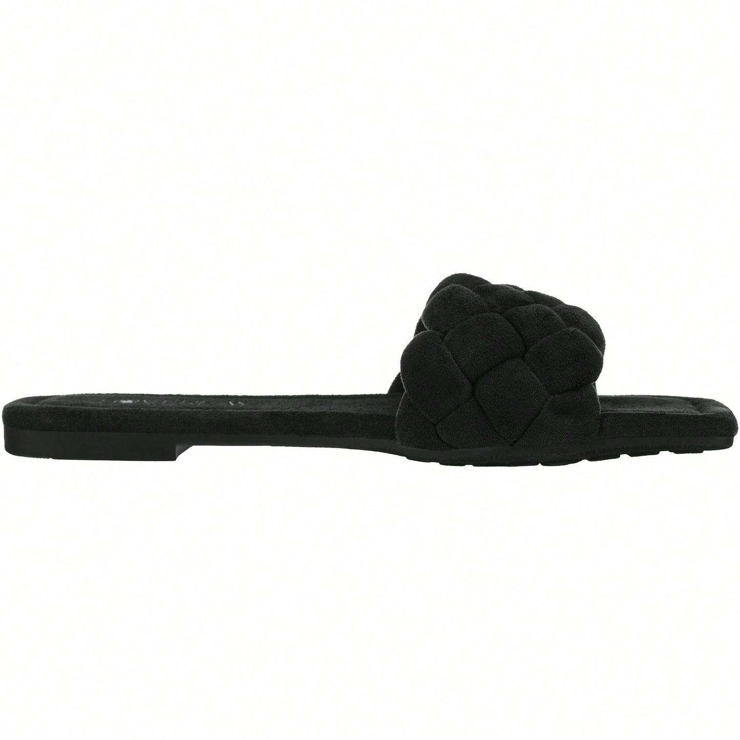 Women Braided Design Single Band Flat Sandals Open Toe Slide Sandals Square Toe Woven Sandals