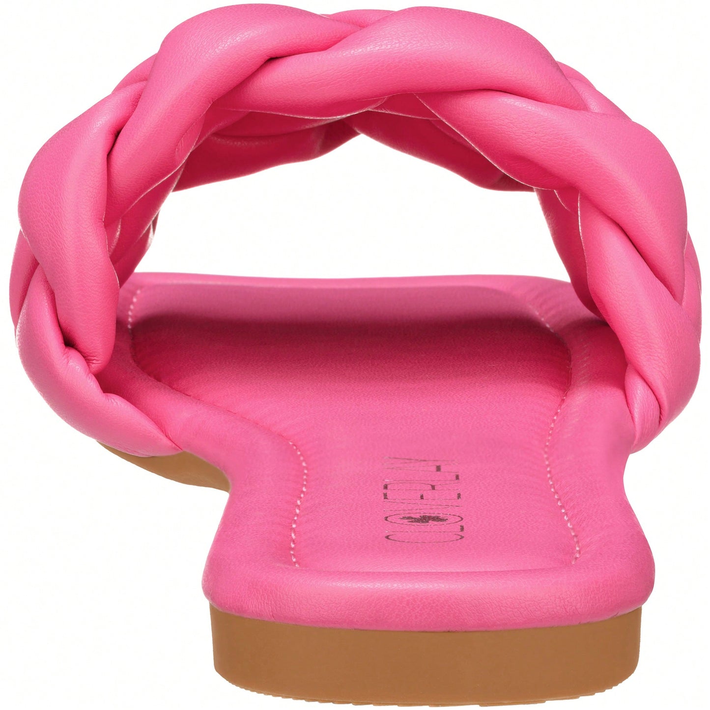 Women Braided Design Single Band Flat Sandals Open Toe Slide Sandals Square Toe Woven Sandals