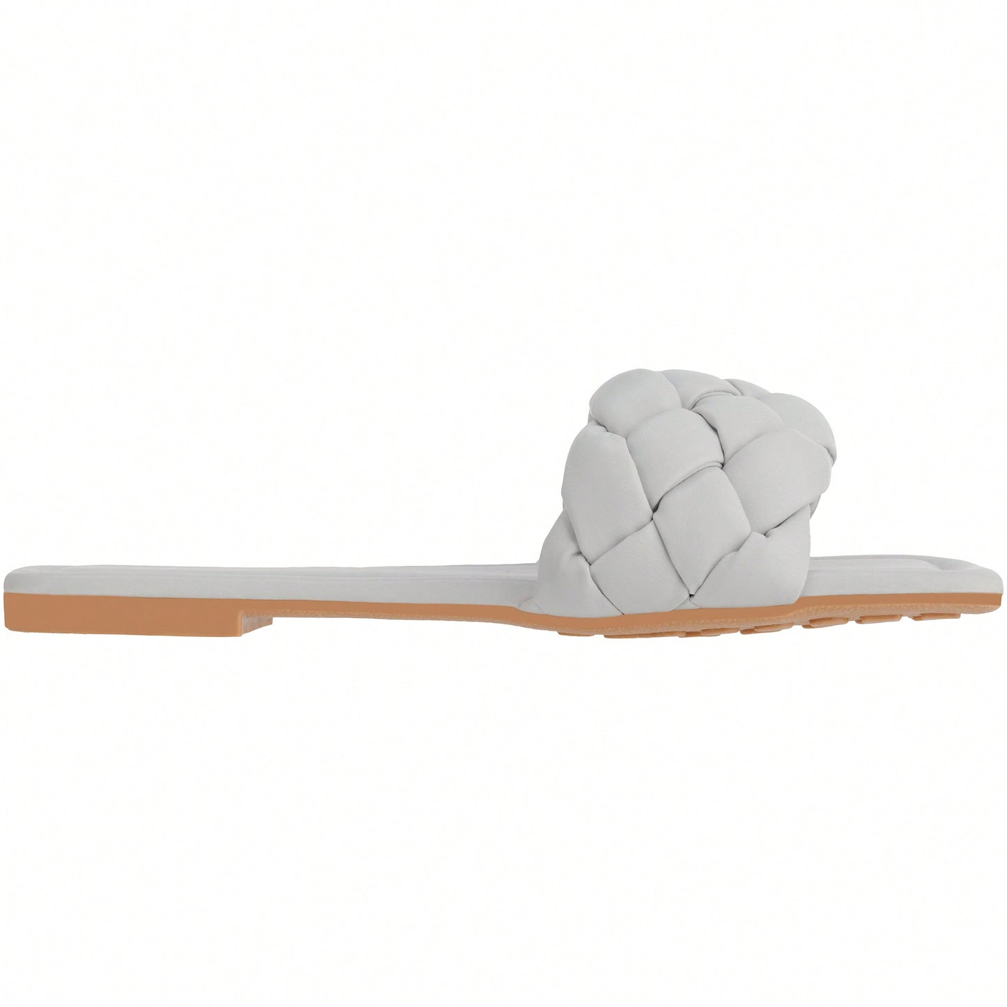 Women Braided Design Single Band Flat Sandals Open Toe Slide Sandals Square Toe Woven Sandals
