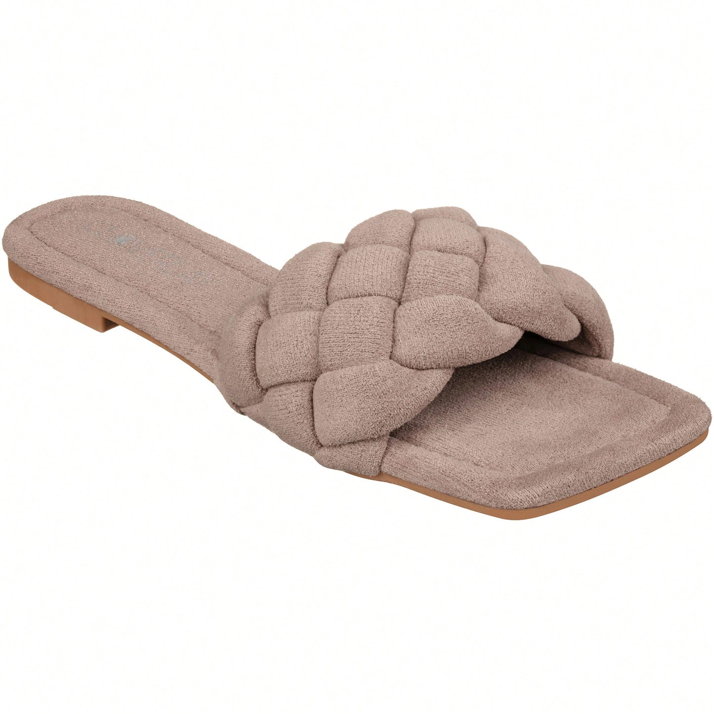 Women Braided Design Single Band Flat Sandals Open Toe Slide Sandals Square Toe Woven Sandals