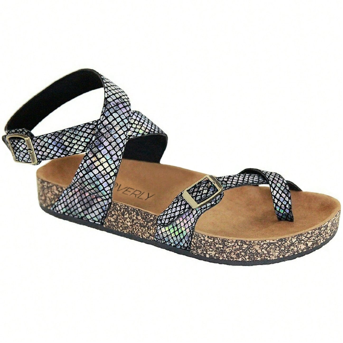 Women's Slide Sandals Footbed Slides Arch Support Footbed Slide Sandals Cork Sole Ankle Strap Sandal