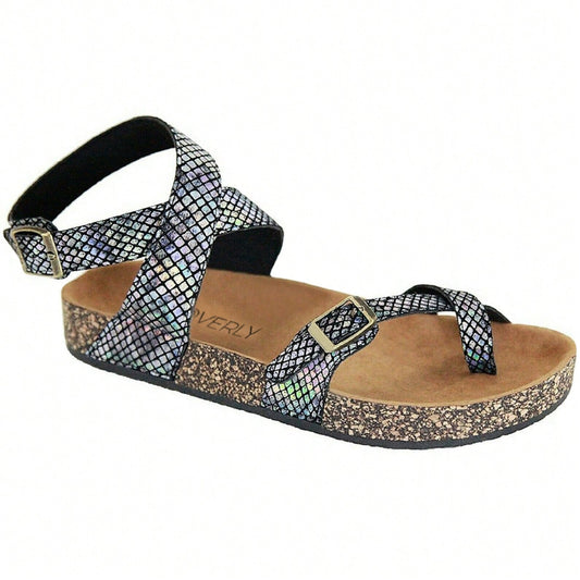 Women's Slide Sandals Footbed Slides Arch Support Footbed Slide Sandals Cork Sole Ankle Strap Sandal