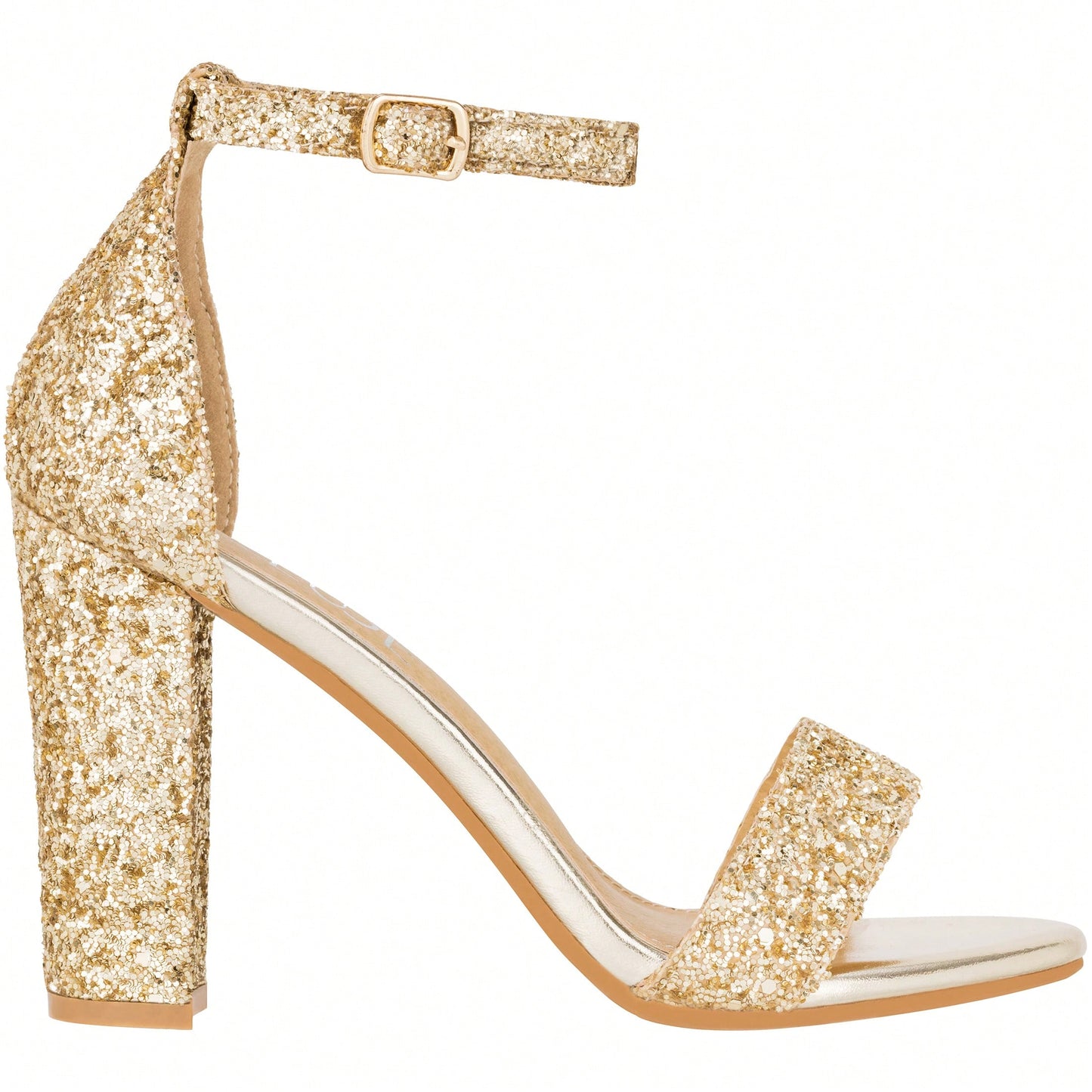 Women Chunky Heeled Ankle Strap Sandals Elegant Single Band Buckle Decor Sandals High Heel Sandals Open Toe Ankle Strap Sandals Heels