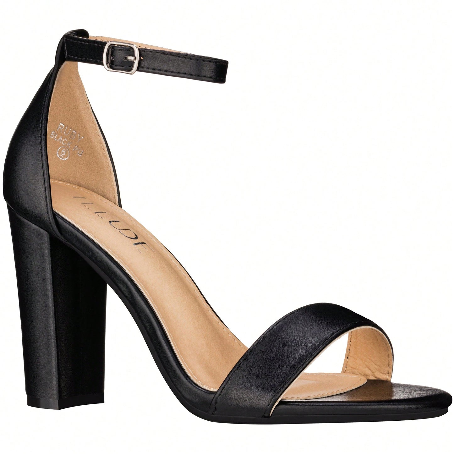 Women Chunky Heeled Ankle Strap Sandals Elegant Single Band Buckle Decor Sandals High Heel Sandals Open Toe Ankle Strap Sandals Heels Patent