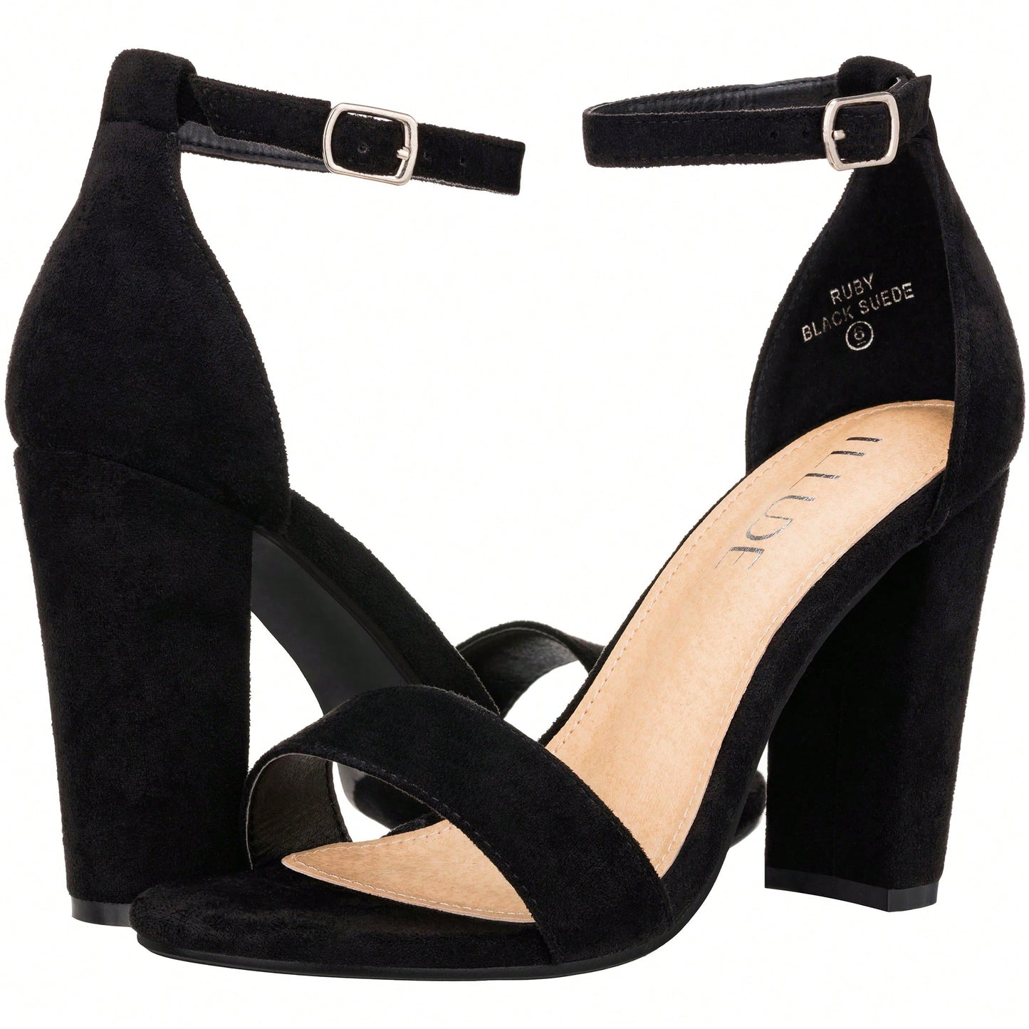 Women Chunky Heeled Ankle Strap Sandals Elegant Single Band Buckle Decor Sandals High Heel Sandals Open Toe Ankle Strap Sandals Heels Patent