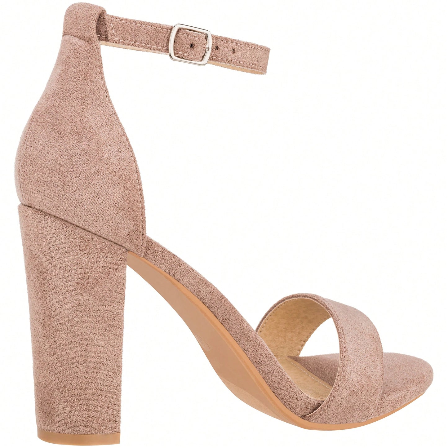 Women Chunky Heeled Ankle Strap Sandals Elegant Single Band Buckle Decor Sandals High Heel Sandals Open Toe Ankle Strap Sandals Heels