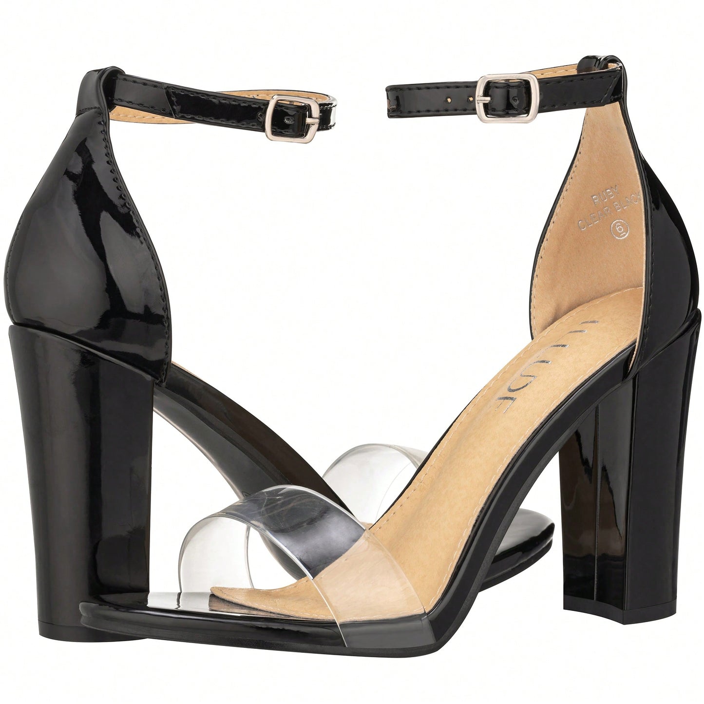 Women Chunky Heeled Ankle Strap Sandals Elegant Single Band Buckle Decor Sandals High Heel Sandals Open Toe Ankle Strap Sandals Heels Suede