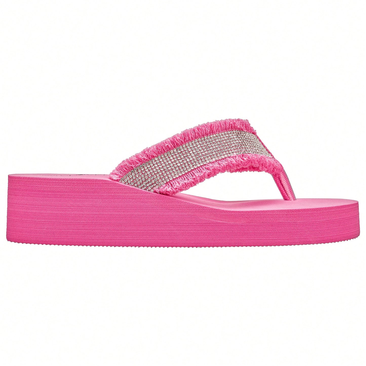 Women's Fashionable Rhinestone Decor Flip Flops Thick Bottom Wedge Beach Sandals Platform Flip Flop Toe Post Design Slippers Summer Sandals