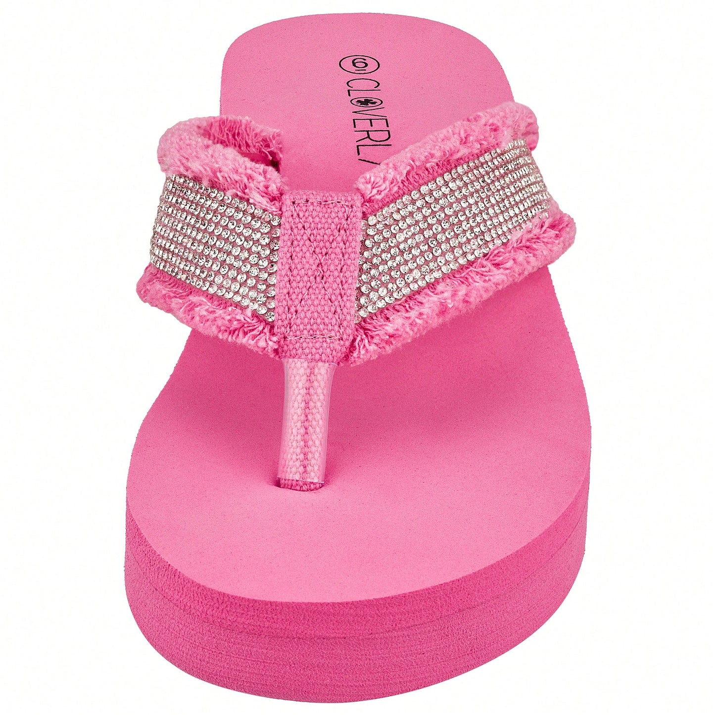 Women's Fashionable Rhinestone Decor Flip Flops Thick Bottom Wedge Beach Sandals Platform Flip Flop Toe Post Design Slippers Summer Sandals