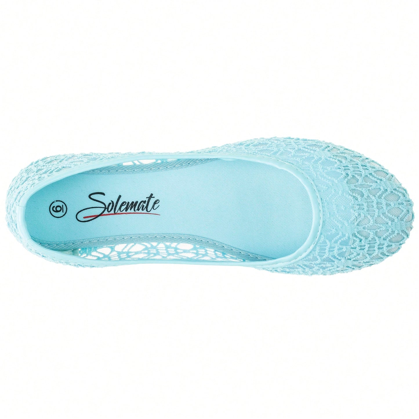 Women's Ballet Flats Cut Out Round Toe Slip On Floral Ballet Lace Flats Breathable Crochet Lace Ballet Flats
