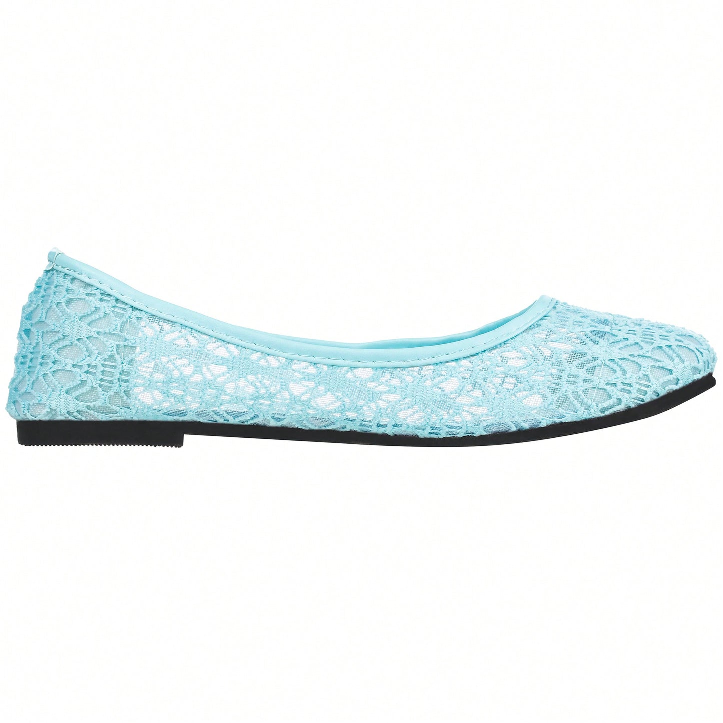 Women's Ballet Flats Cut Out Round Toe Slip On Floral Ballet Lace Flats Breathable Crochet Lace Ballet Flats