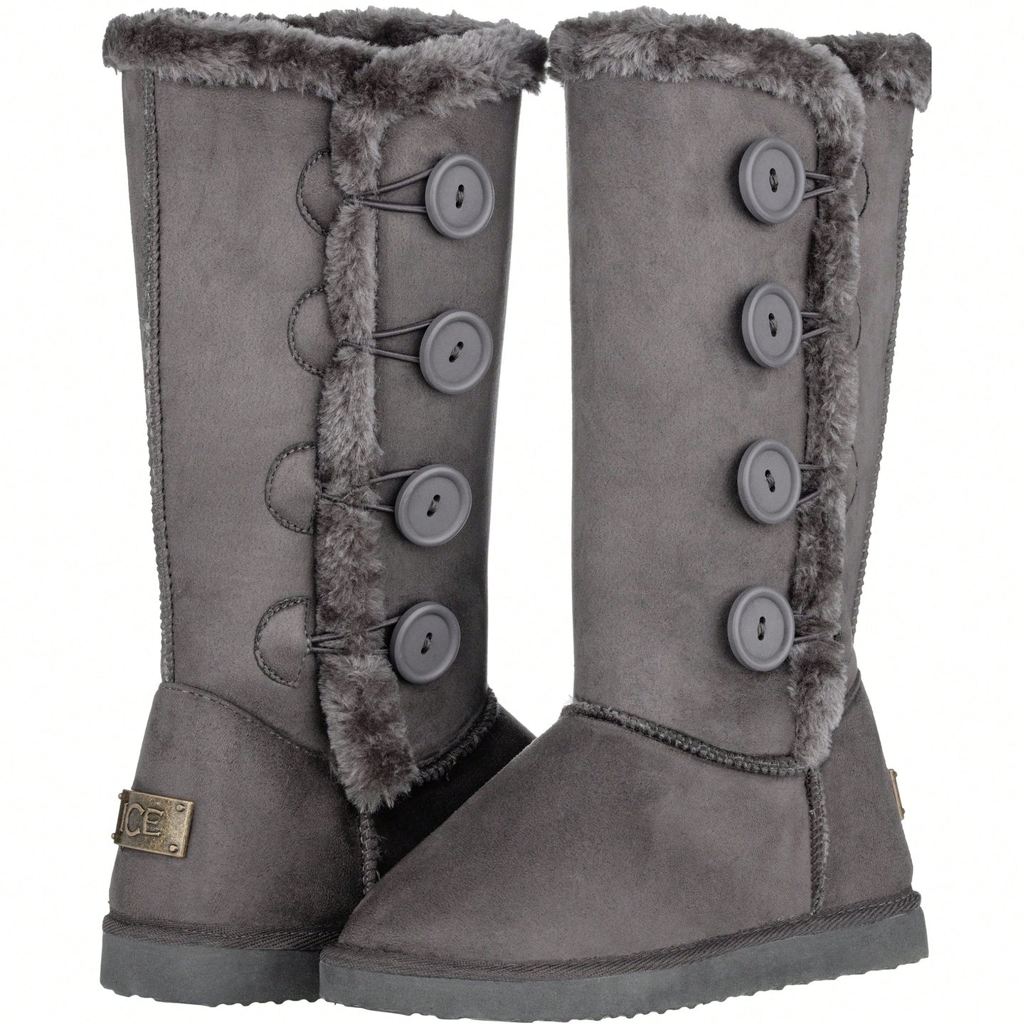 Women's Snow Boots Fleece Lined Solid Color Mid-Calf Flat Snow Boots Fur Lined Winter Boots