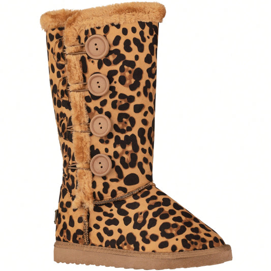 Women's Snow Boots Fleece Lined Solid Color Mid-Calf Flat Snow Boots Fur Lined Winter Boots