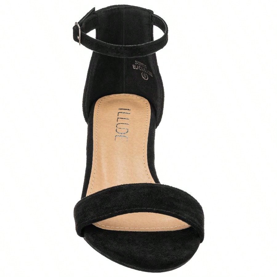 Women Buckle Decor Chunky Heeled Sandals Elegant Summer Ankle Strap Sandals Chunky Heeled Ankle Strap Sandals Low Heeled Sandal Patent