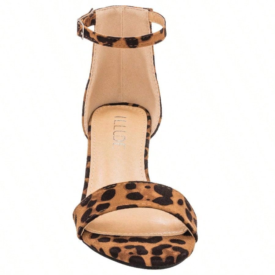 Women Buckle Decor Chunky Heeled Sandals Elegant Summer Ankle Strap Sandals Chunky Heeled Ankle Strap Sandals Low Heeled Sandal
