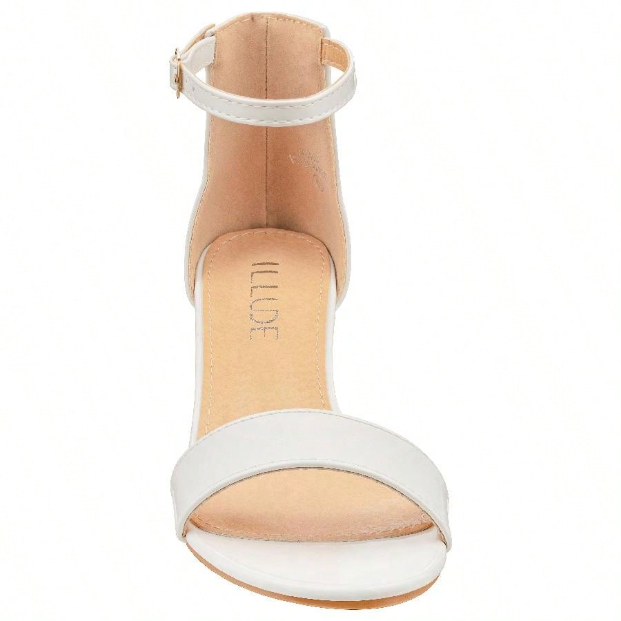 Women Buckle Decor Chunky Heeled Sandals Elegant Summer Ankle Strap Sandals Chunky Heeled Ankle Strap Sandals Low Heeled Sandal