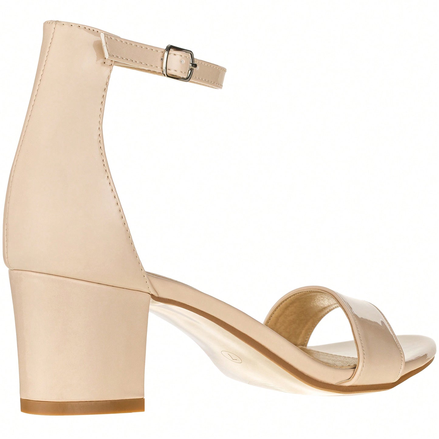 Women Buckle Decor Chunky Heeled Sandals Elegant Summer Ankle Strap Sandals Chunky Heeled Ankle Strap Sandals Low Heeled Sandal Patent