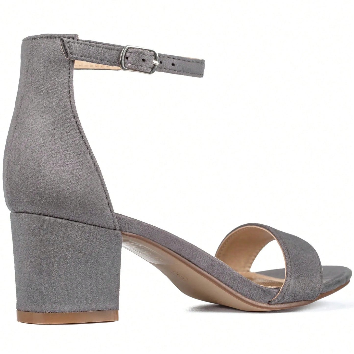 Women Buckle Decor Chunky Heeled Sandals Elegant Summer Ankle Strap Sandals Chunky Heeled Ankle Strap Sandals Low Heeled Sandal