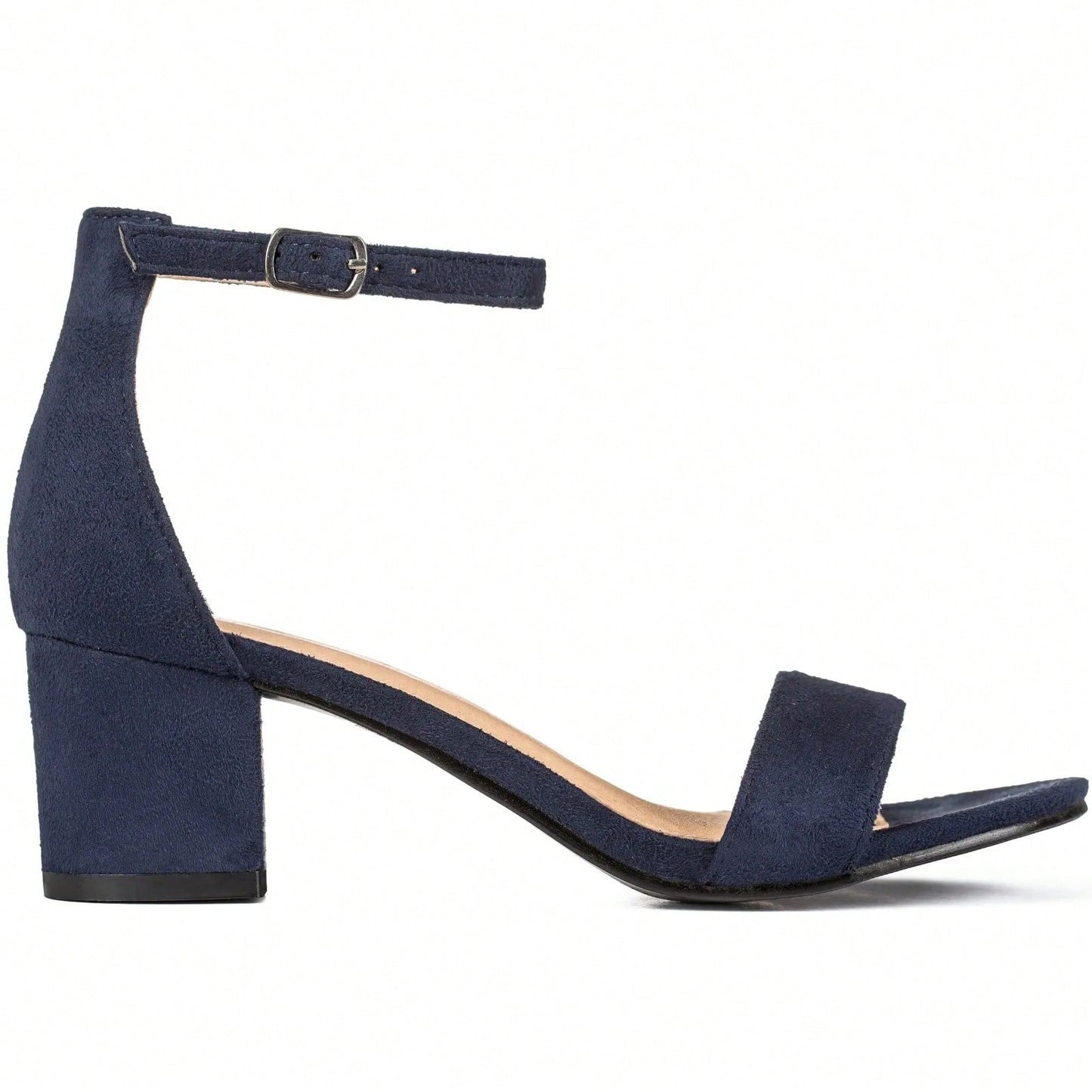 Women Buckle Decor Chunky Heeled Sandals Elegant Summer Ankle Strap Sandals Chunky Heeled Ankle Strap Sandals Low Heeled Sandal