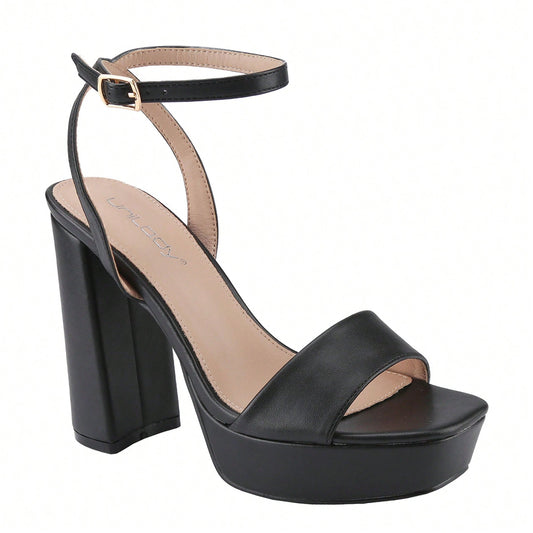 Women's Platform Heel Chunky Heeled Strappy Sandals Open Toe Chunky Heeled Sandal For Wedding Work Party Dress
