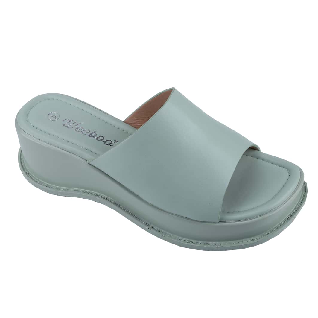 Women's Platform Sandals Square Toe Block Heel Slip-On Slides Fashion Wedge Summer Shoes