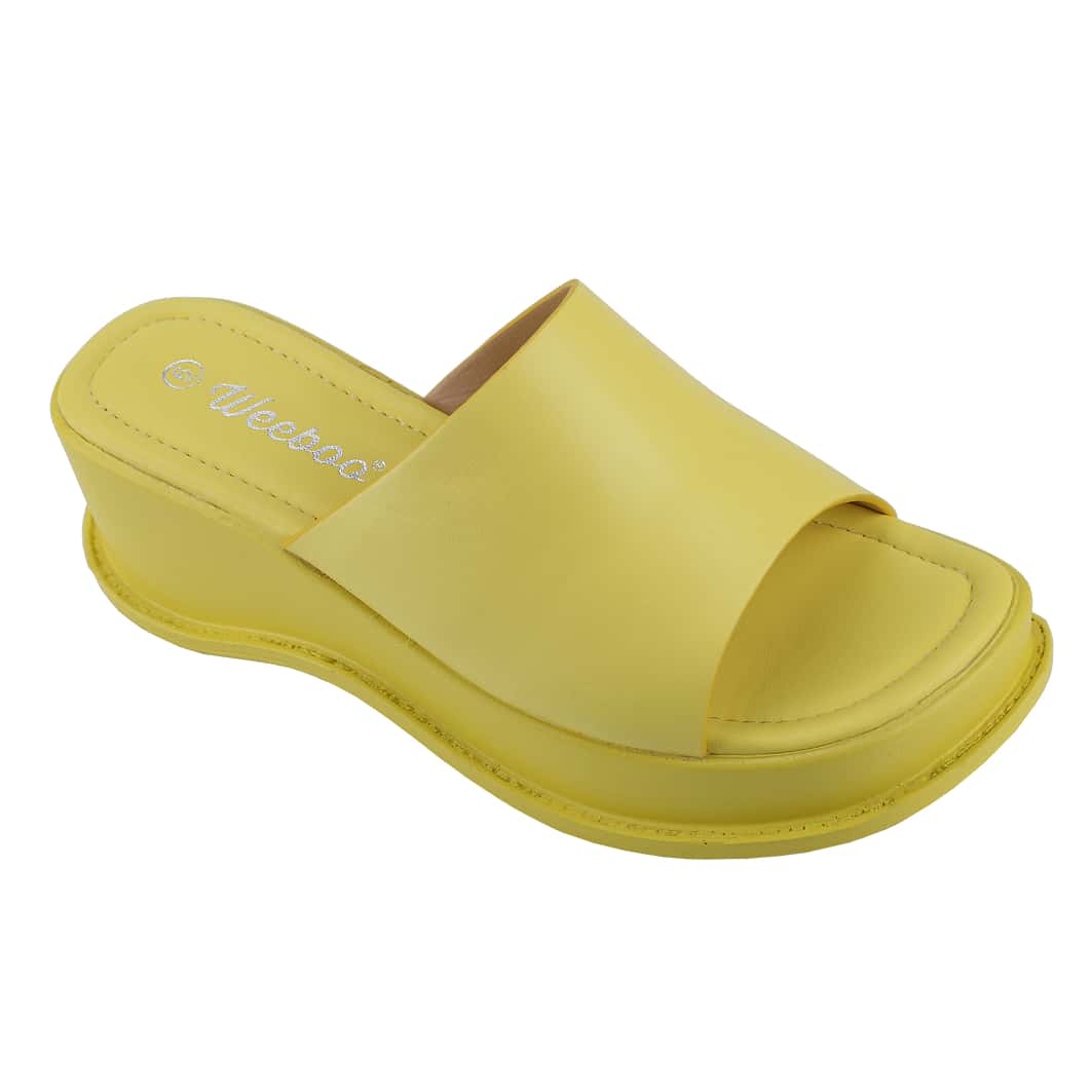 Women's Platform Sandals Square Toe Block Heel Slip-On Slides Fashion Wedge Summer Shoes