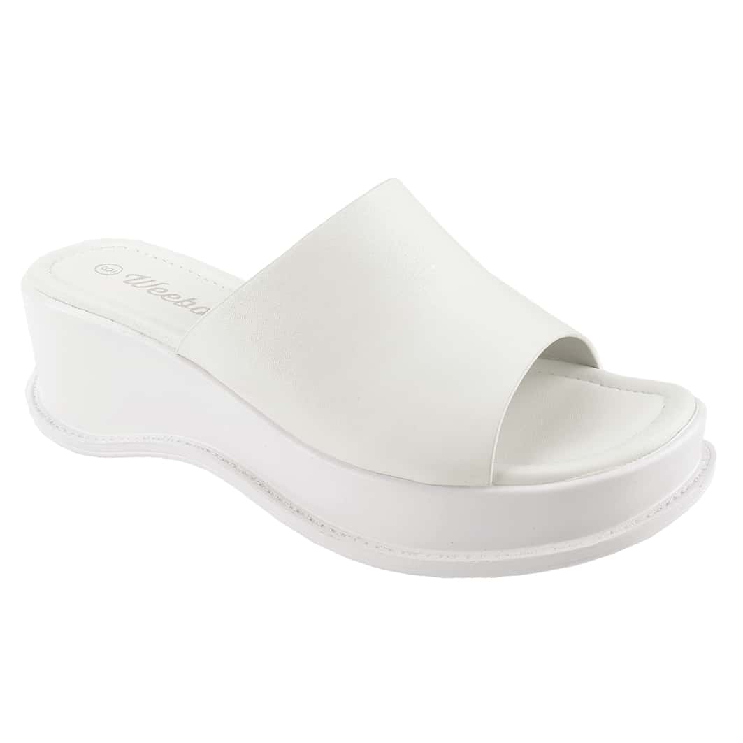 Women's Platform Sandals Square Toe Block Heel Slip-On Slides Fashion Wedge Summer Shoes