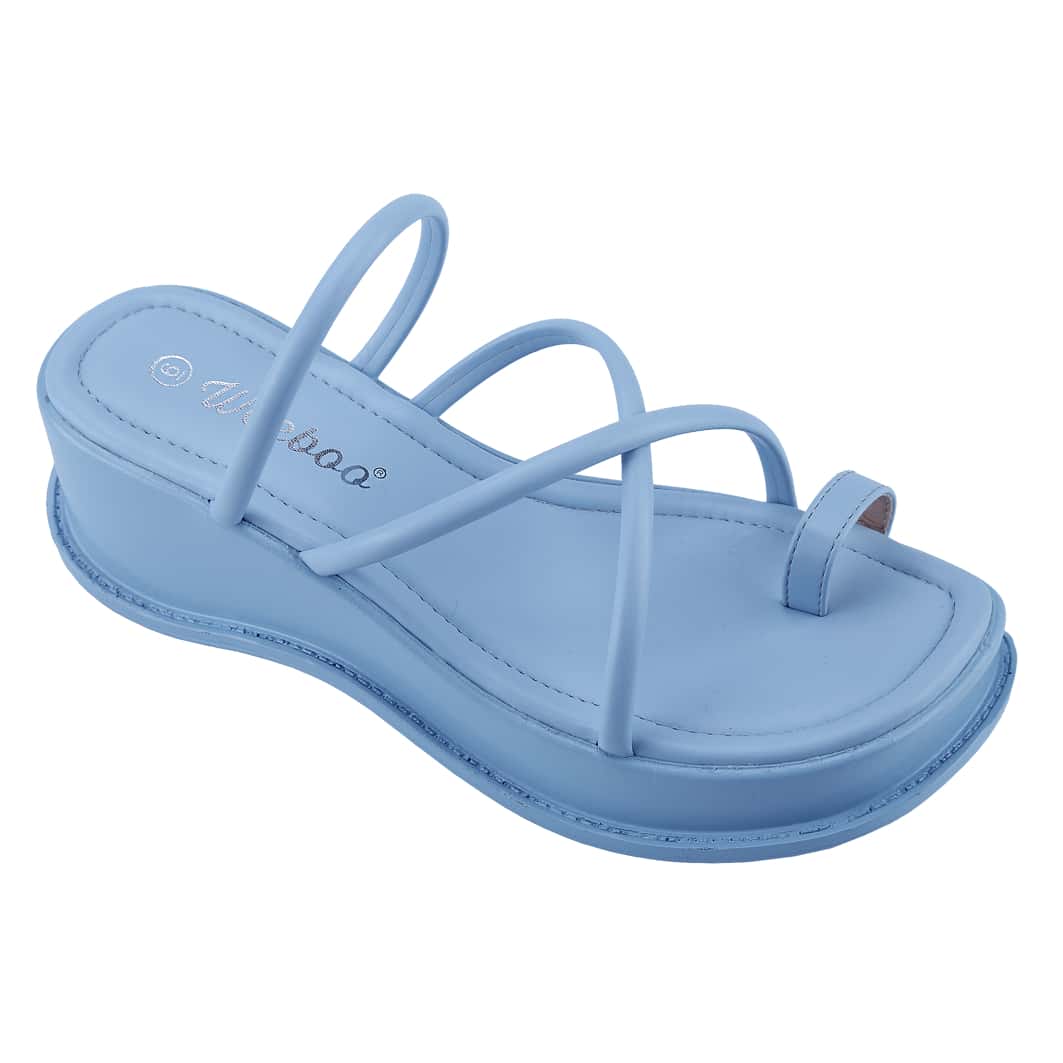 Women's Platform Sandals Square Toe Block Heel Slip-On Slides Fashion Wedge Summer Shoes