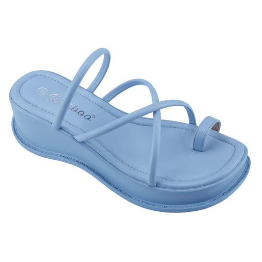 Women's Platform Sandals Square Toe Block Heel Slip-On Slides Fashion Wedge Summer Shoes