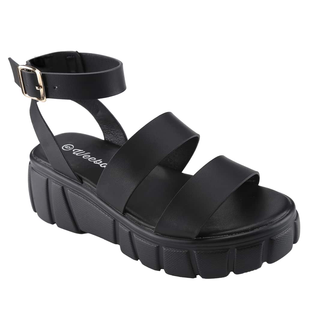 Women's Platform Sandals Open Toe One Band Buckle Ankle Sandals Strap Block Heel Fashion Summer