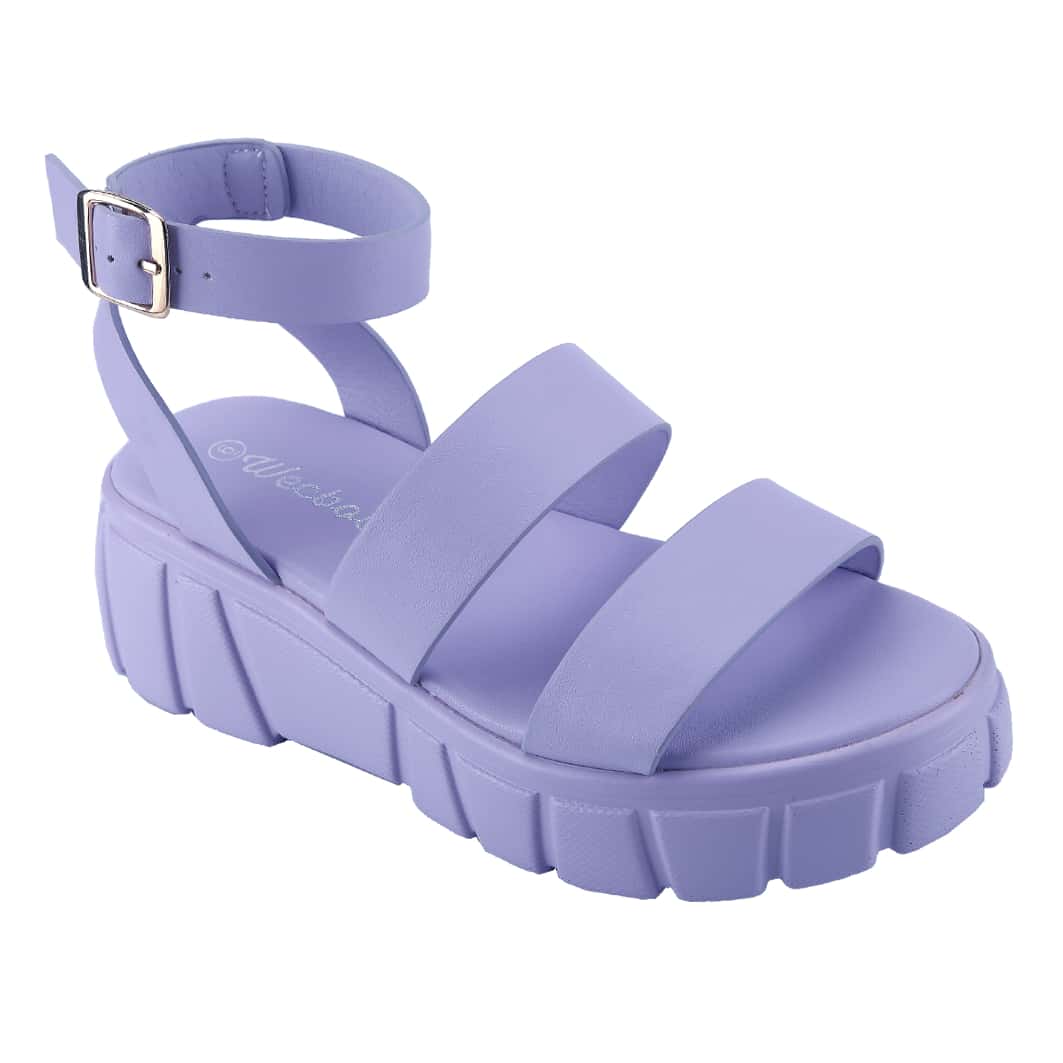 Women's Platform Sandals Open Toe One Band Buckle Ankle Sandals Strap Block Heel Fashion Summer
