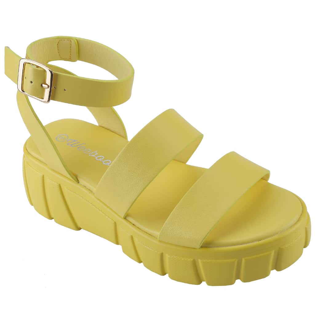 Women's Platform Sandals Open Toe One Band Buckle Ankle Sandals Strap Block Heel Fashion Summer