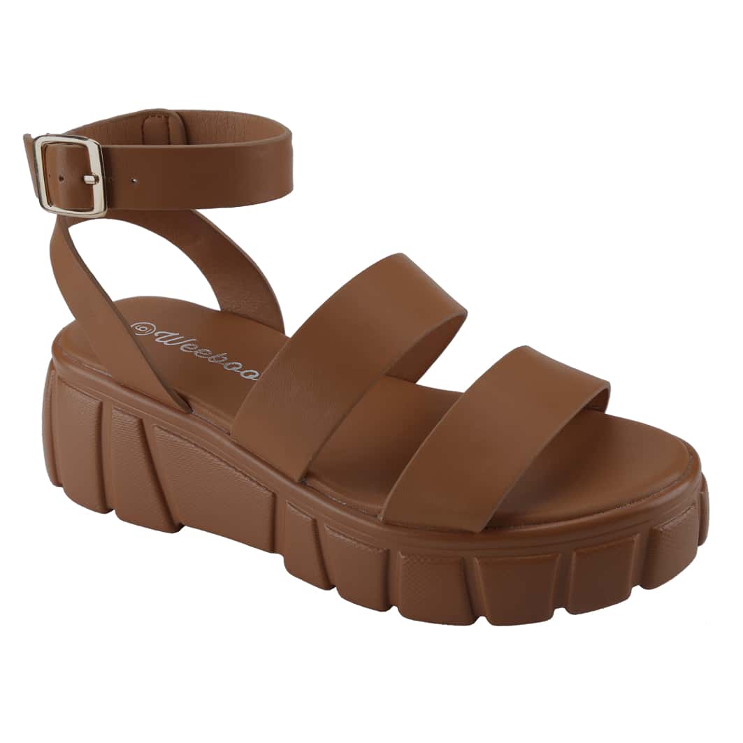 Women's Platform Sandals Open Toe One Band Buckle Ankle Sandals Strap Block Heel Fashion Summer