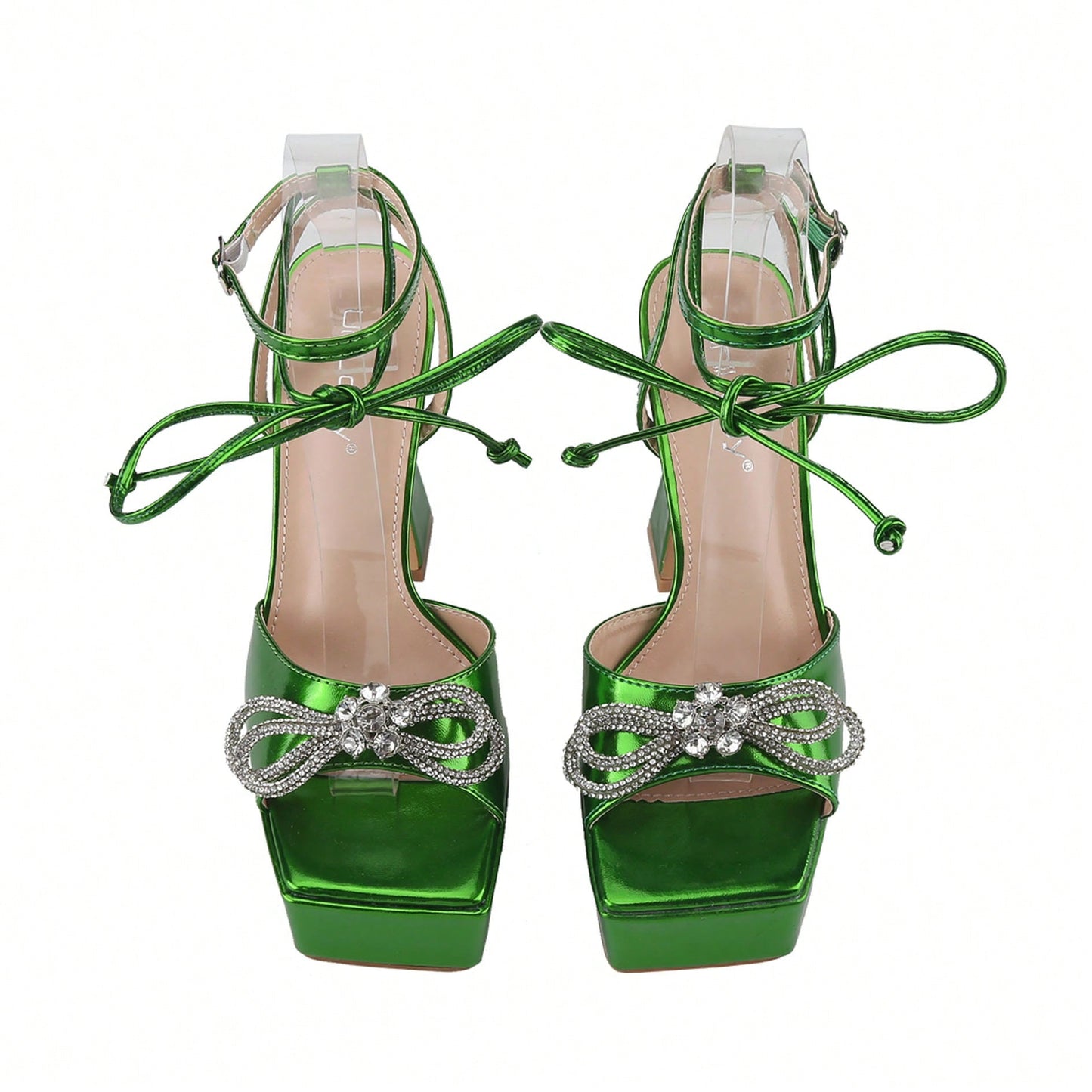 Women's Platform Chunky Heel Sandals Peep Toe Ankle Strap Buckle Platform Wedding Bridal Sandals