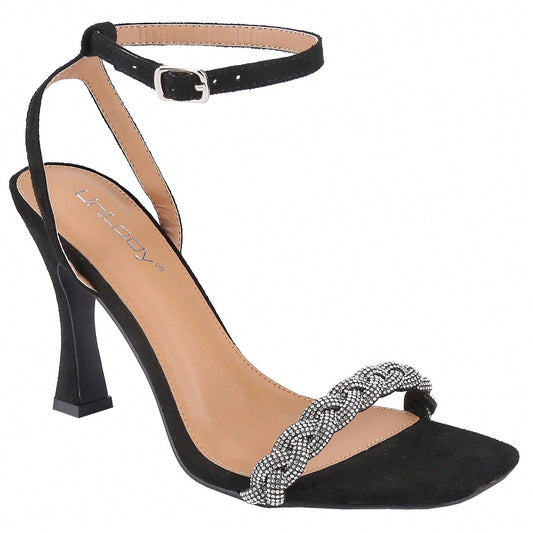 Women's Strappy Square Toe Heels Sandals Kitten Heeled Sandals Party Dress Shoes