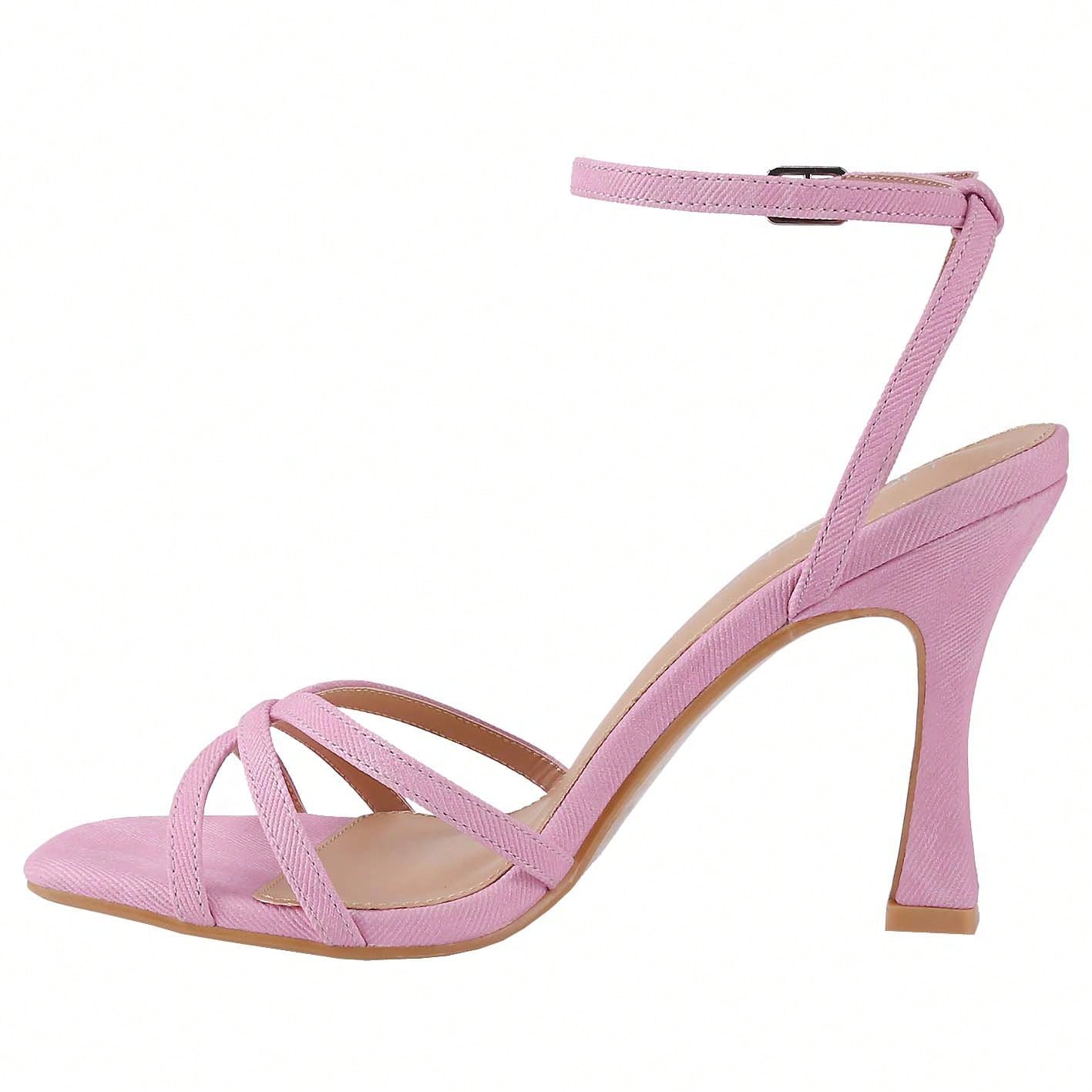Women's Square Toe Ankle Strap Heeled Sandals