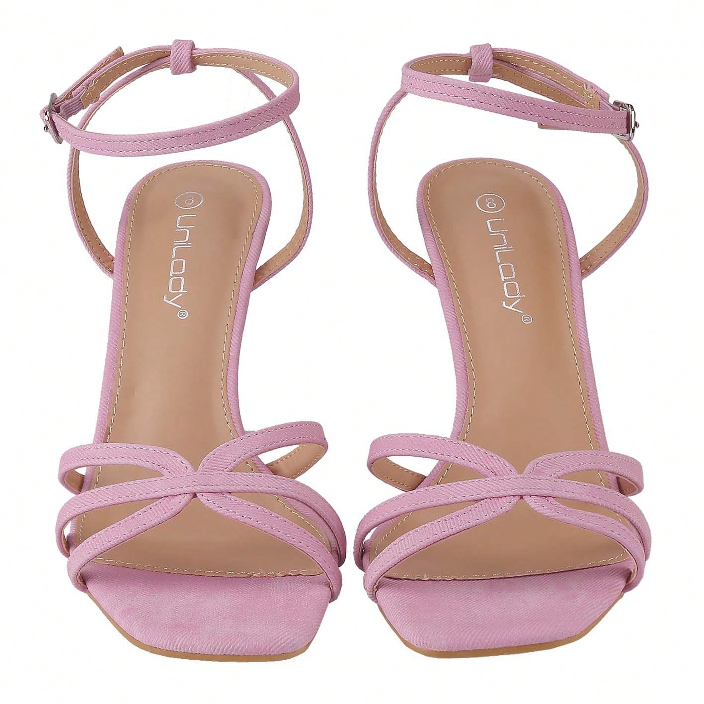 Women's Square Toe Ankle Strap Heeled Sandals