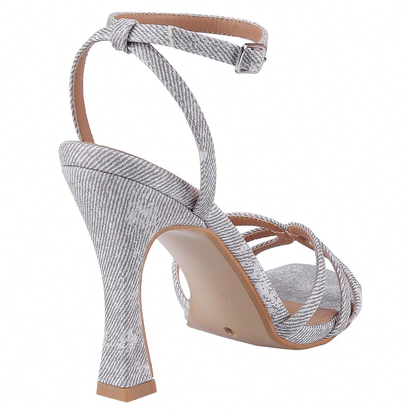 Women's Square Toe Ankle Strap Heeled Sandals