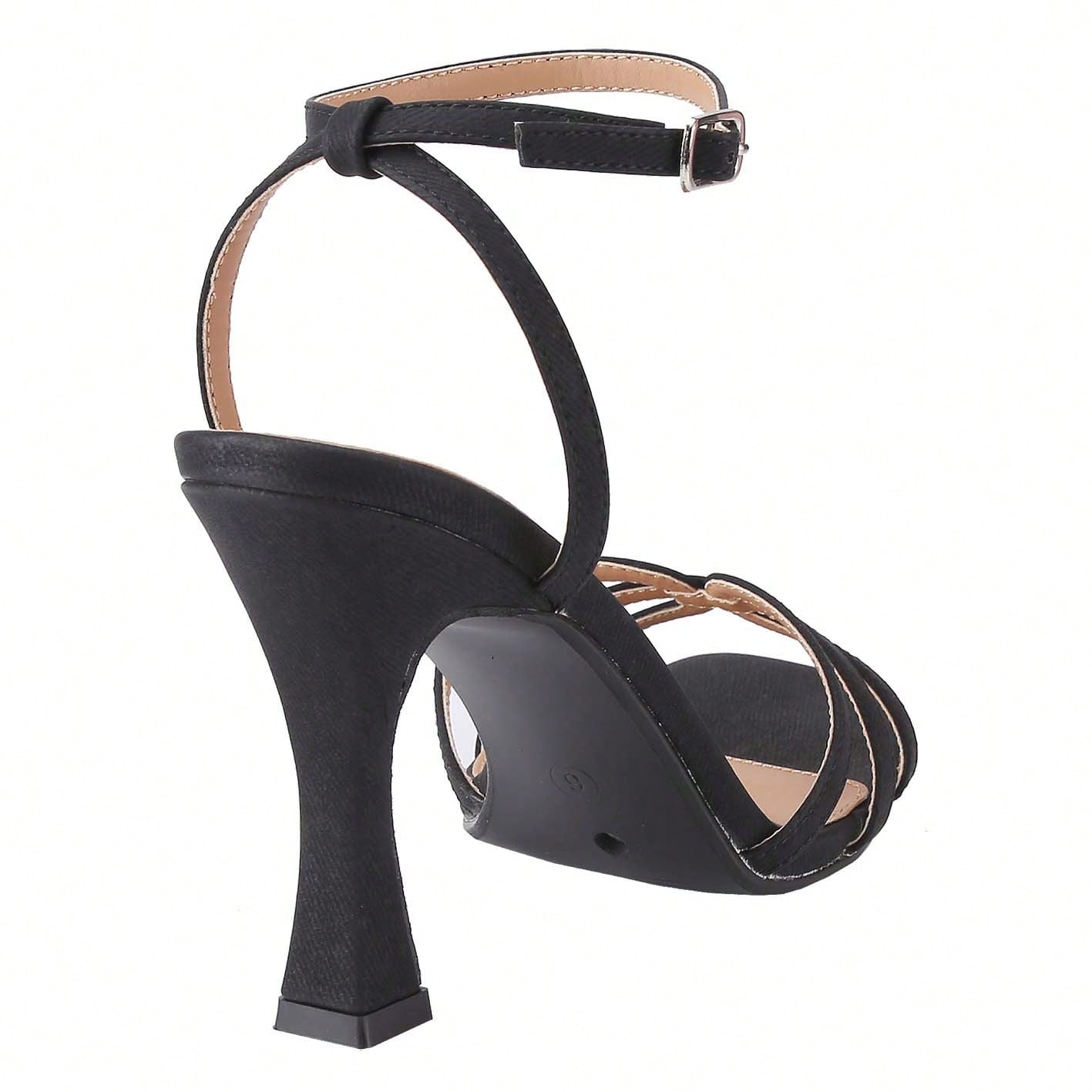 Women's Square Toe Ankle Strap Heeled Sandals