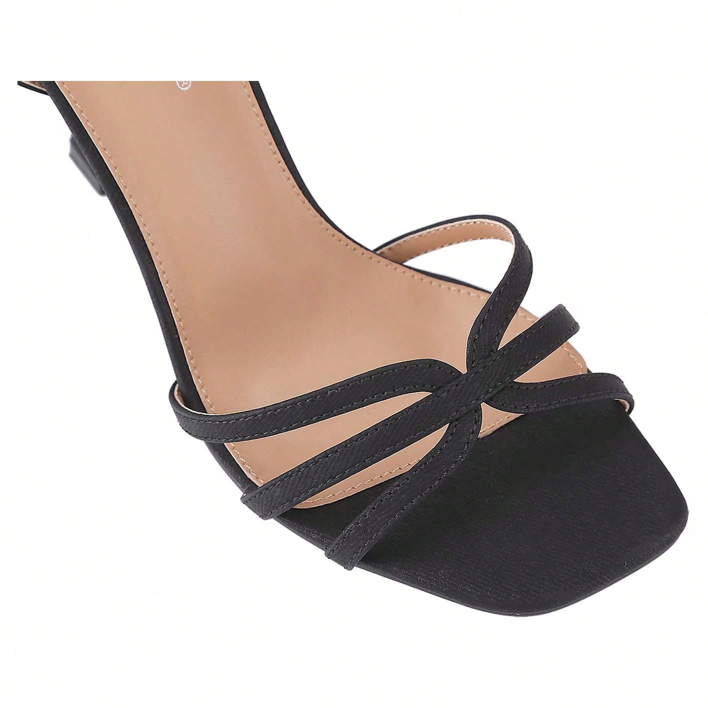 Women's Square Toe Ankle Strap Heeled Sandals