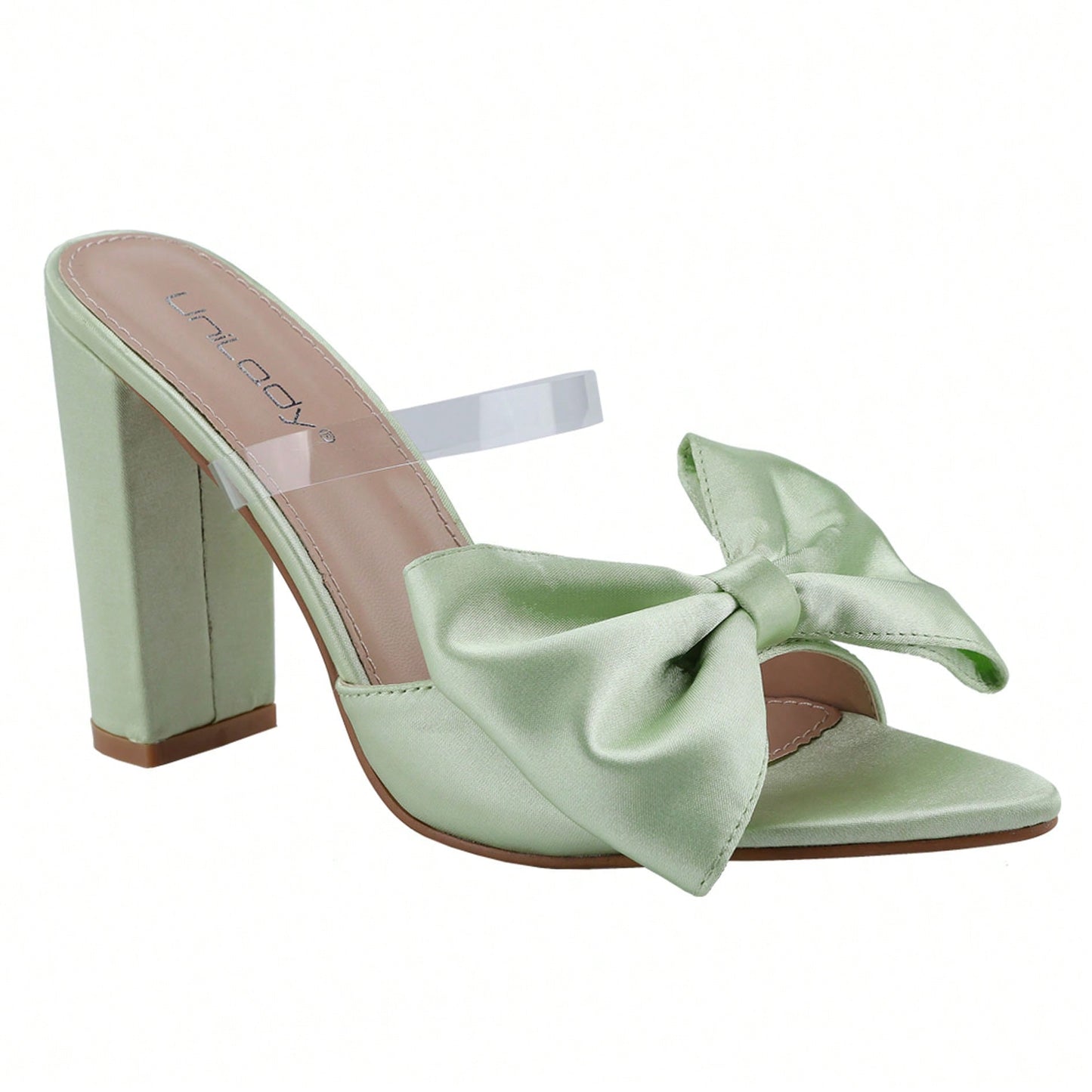 Women's Pointed Toe Heeled Sandal Chunky Block Heel With Bow