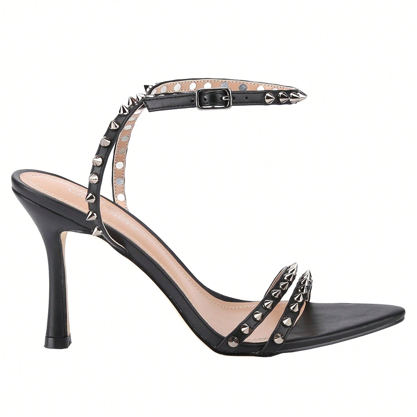 Women's Rivet Studded Heeled Sandals Open Toe Sexy Stiletto Ankle Strap Dressy High Heels
