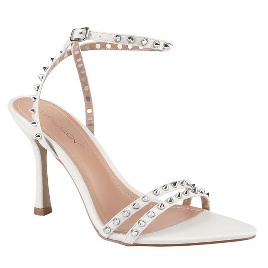 Women's Rivet Studded Heeled Sandals Open Toe Sexy Stiletto Ankle Strap Dressy High Heels