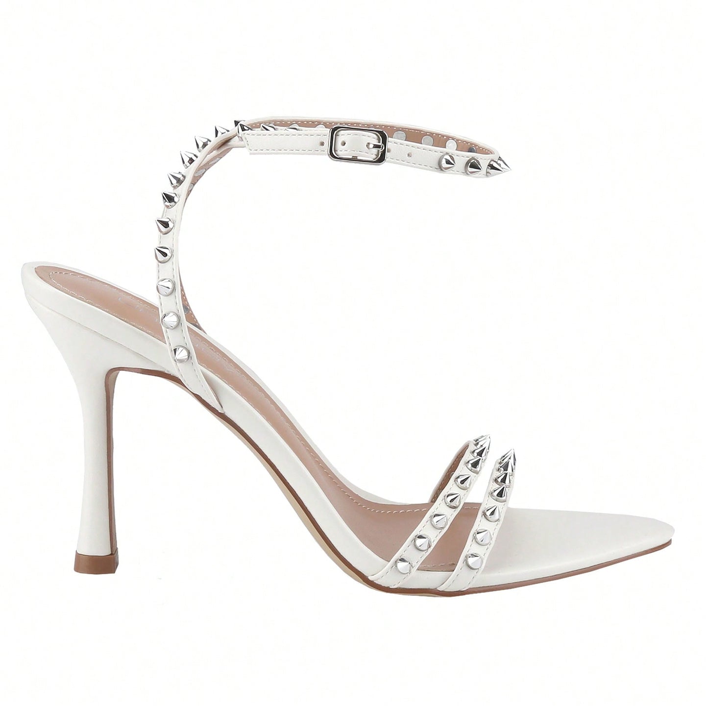 Women's Rivet Studded Heeled Sandals Open Toe Sexy Stiletto Ankle Strap Dressy High Heels