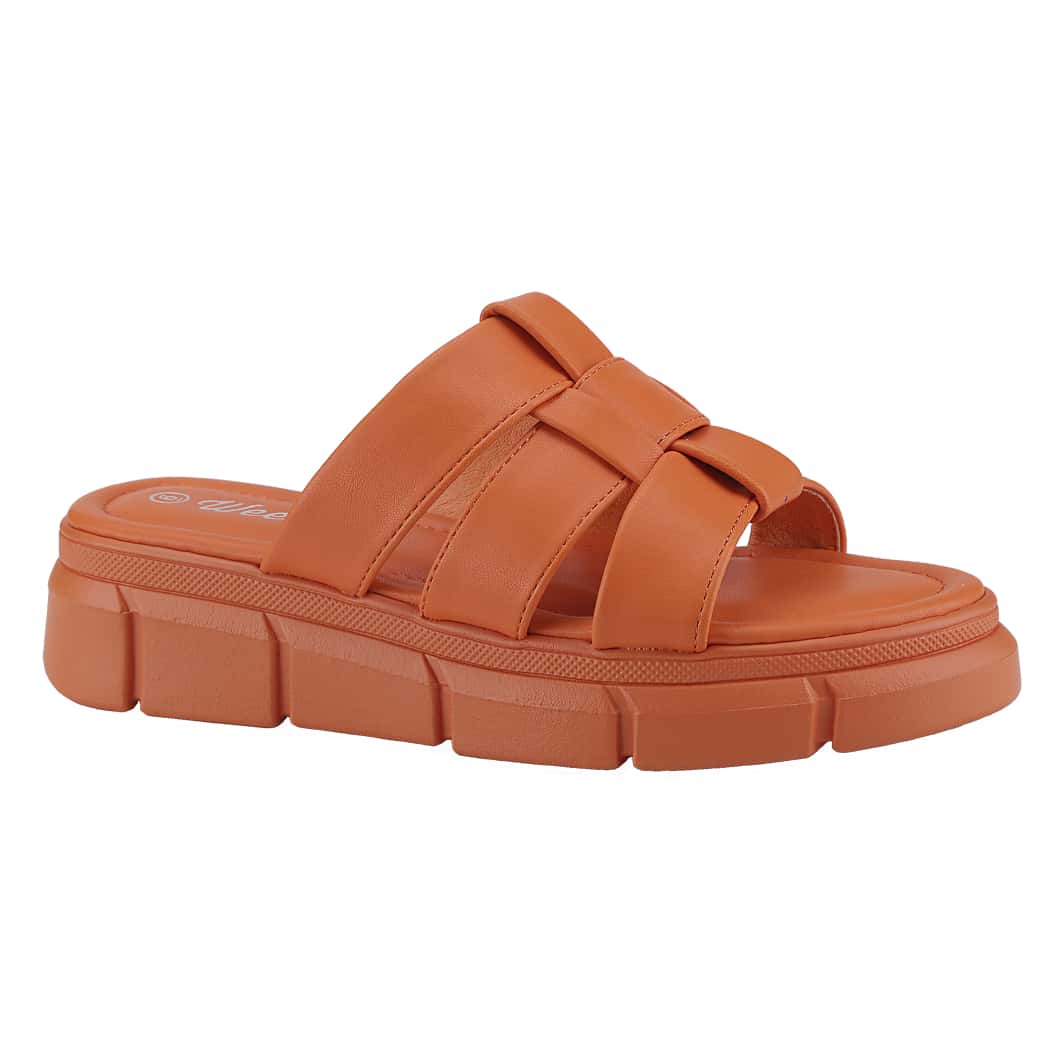 Women's Platform Sandals Round Toe Block Heel Slip-On Slides Fashion Wedge Summer Shoes