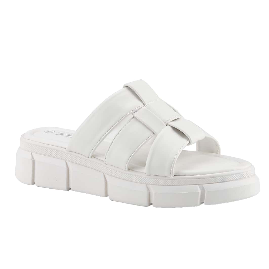 Women's Platform Sandals Round Toe Block Heel Slip-On Slides Fashion Wedge Summer Shoes