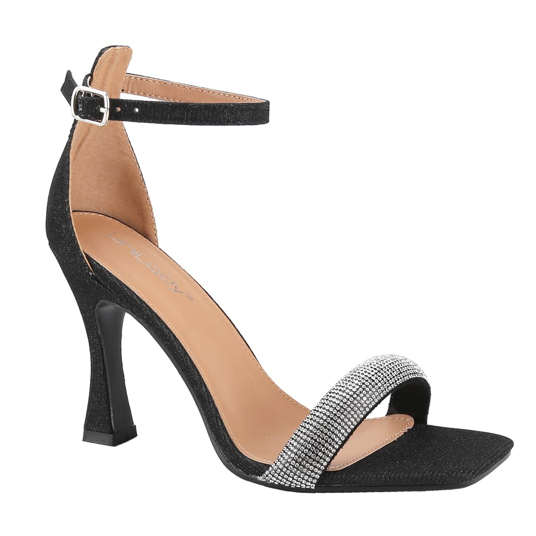 Women's Ankle Strap Square Toe Heels Sandals High Heeled Sandals Party Dress Shoes